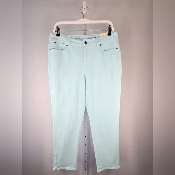 NWT Talbots Heritage Slim Crop Jeans Light Aqua Blue with Zip Hem Size 10 - Picture 2 of 10